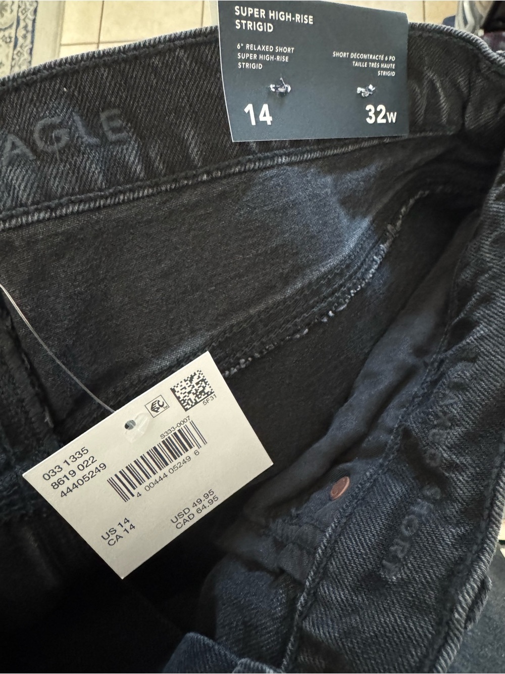 American Eagle Outfitters Black High-Rise Denim Jean Shorts - Picture 4 of 4